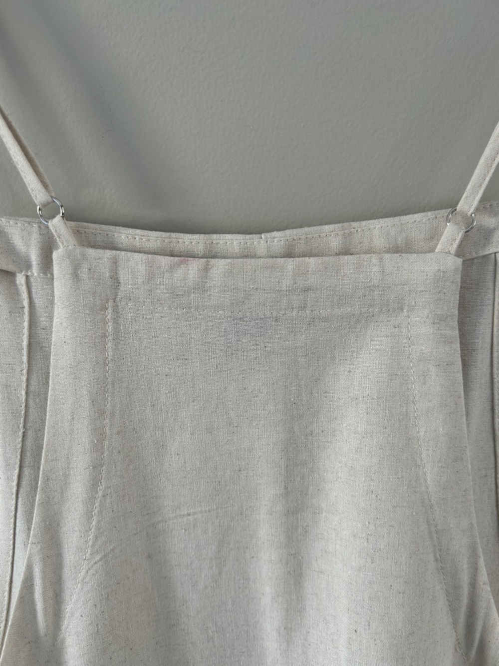 NWT &Merci Minimalist Beige Linen Square Neck Utility Tie Front Overall Jumpsuit - Picture 6 of 6